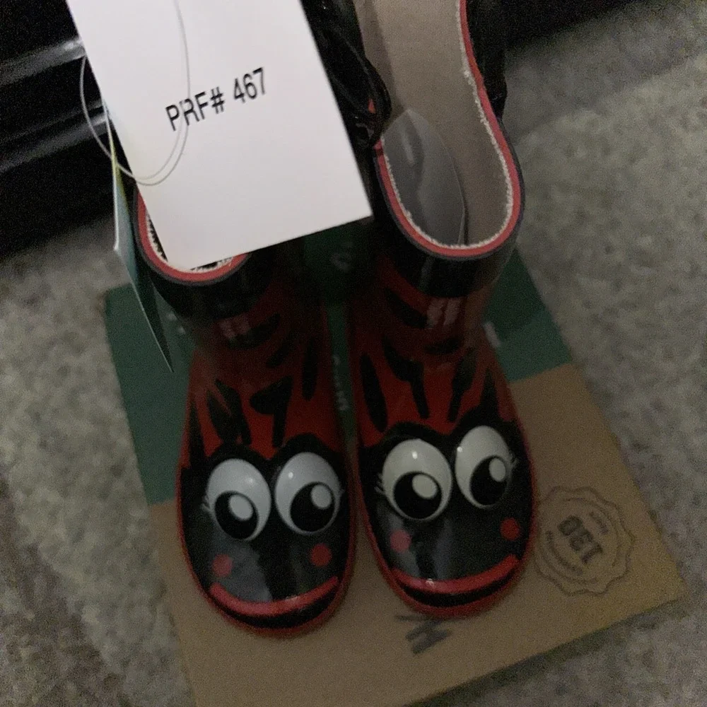 Ladybug Rain‎ Boots Western Chief Kids Sz 8 Waterproof Red Black NWT Pull-On NEW